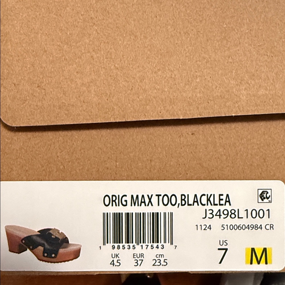 Dr. Scholl's Original Max Too, Black Lea, Leather Platform Clog Sandal Wood Sole - Picture 7 of 8